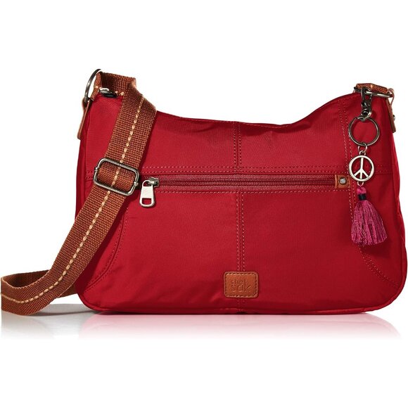 Esperato Womens Crimson Nylon Hobo Bag with Multiple Pockets and Repreve Lining - Picture 1 of 6